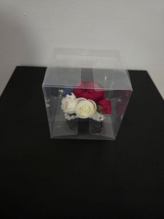 Elegant Artificial Flower Corsage on Pearl Bracelet