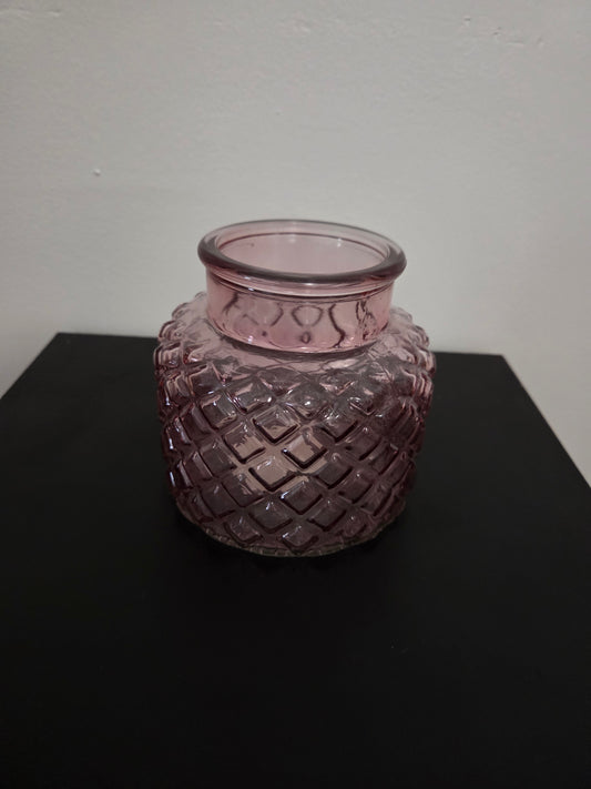 Elegant Pink Pineapple-Cut Glass Vase