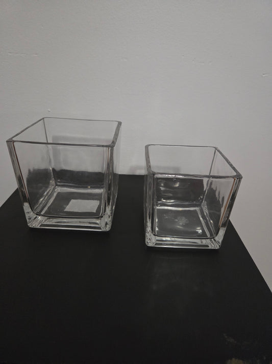 Modern Square Clear Glass Vases